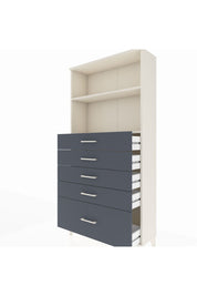 Arges Dolap 2 Raflı 5 Çekmeceli 88x30x182 Aytaşı-Antrasit