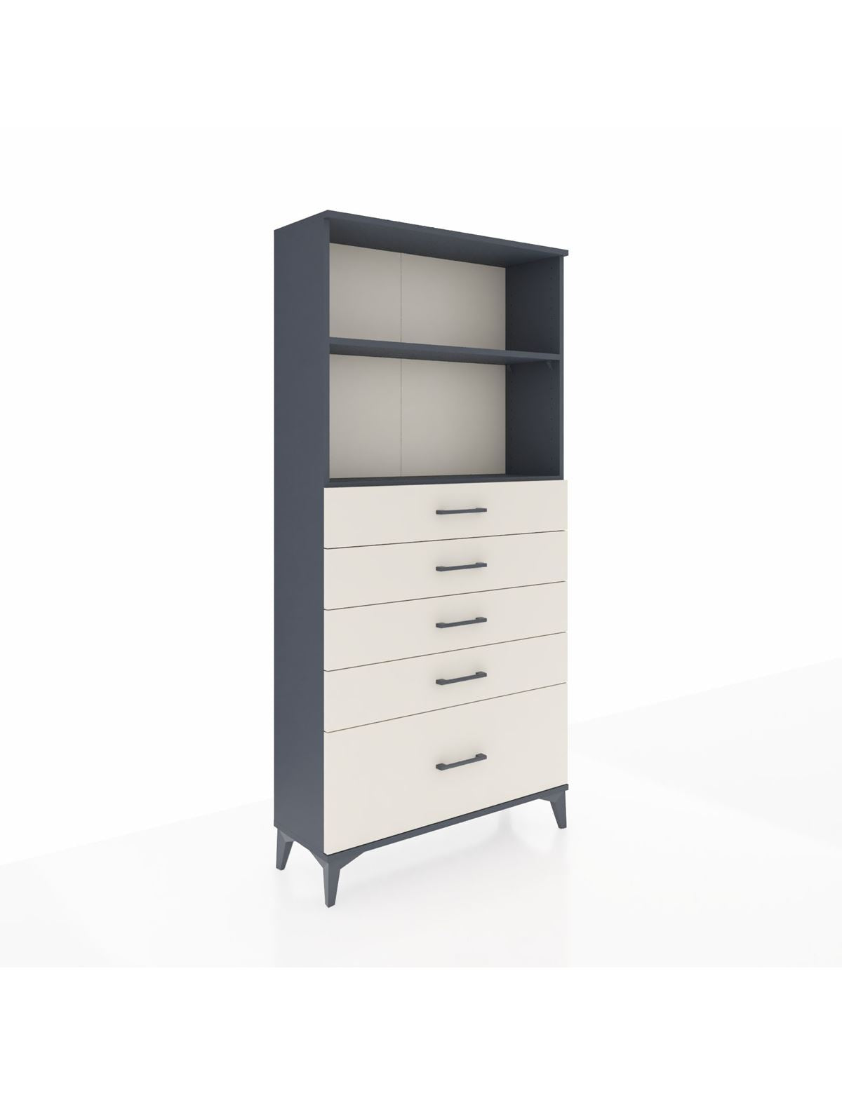 Arges Dolap 2 Raflı 5 Çekmeceli 88x30x182 Antrasit-Aytaşı