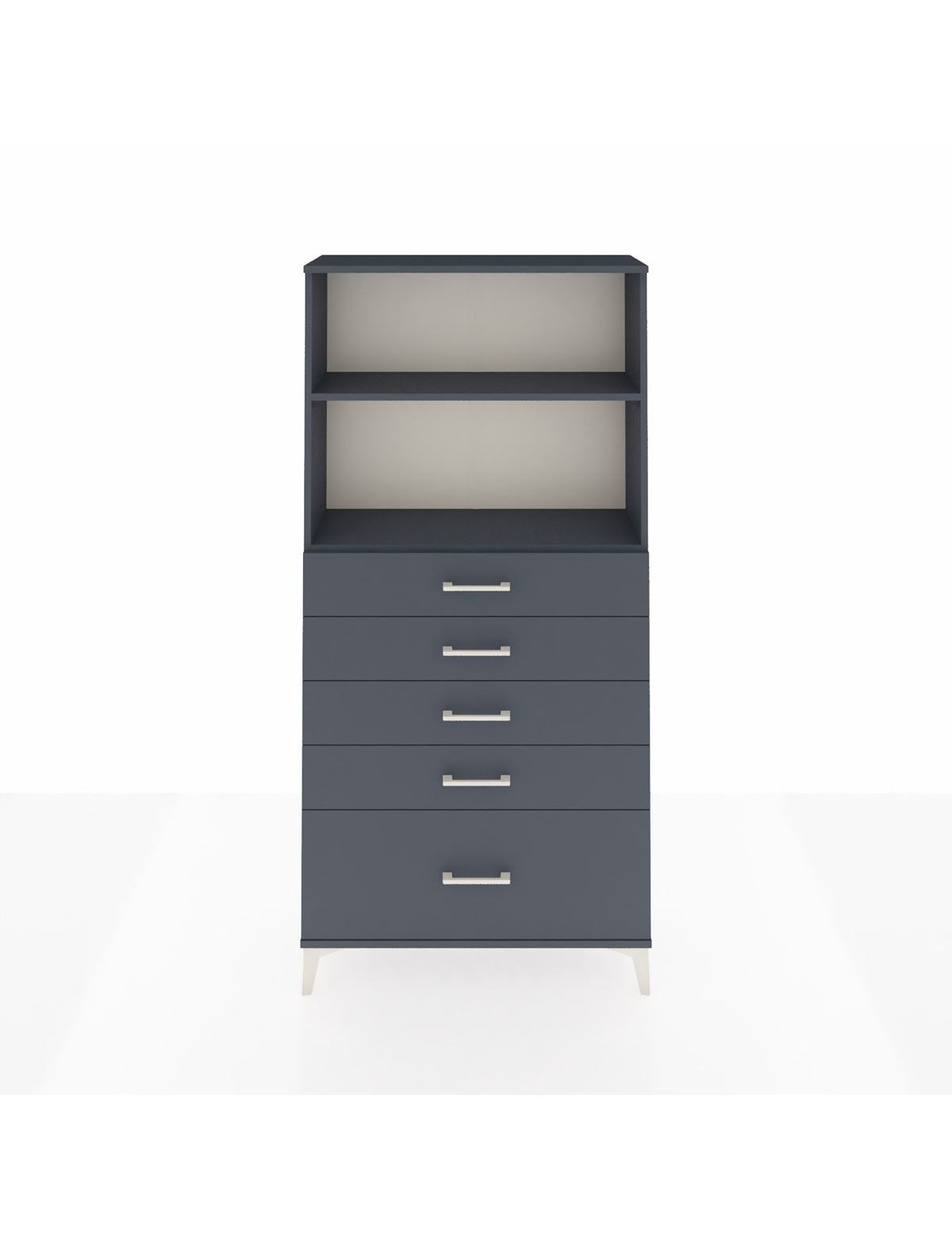 Arges Dolap 2 Raflı 5 Çekmeceli 88x30x182 Antrasit-Antrasit