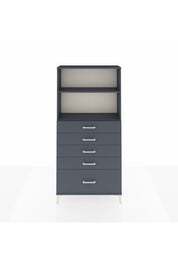 Arges Dolap 2 Raflı 5 Çekmeceli 88x30x182 Antrasit-Antrasit