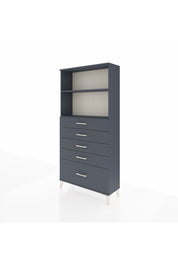 Arges Dolap 2 Raflı 5 Çekmeceli 88x30x182 Antrasit-Antrasit