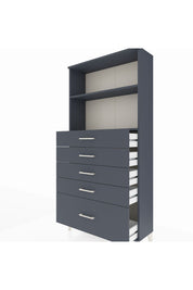 Arges Dolap 2 Raflı 5 Çekmeceli 88x30x182 Antrasit-Antrasit