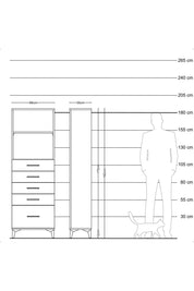 Arges Dolap 2 Raflı 5 Çekmeceli 88x30x182 Antrasit-Çam
