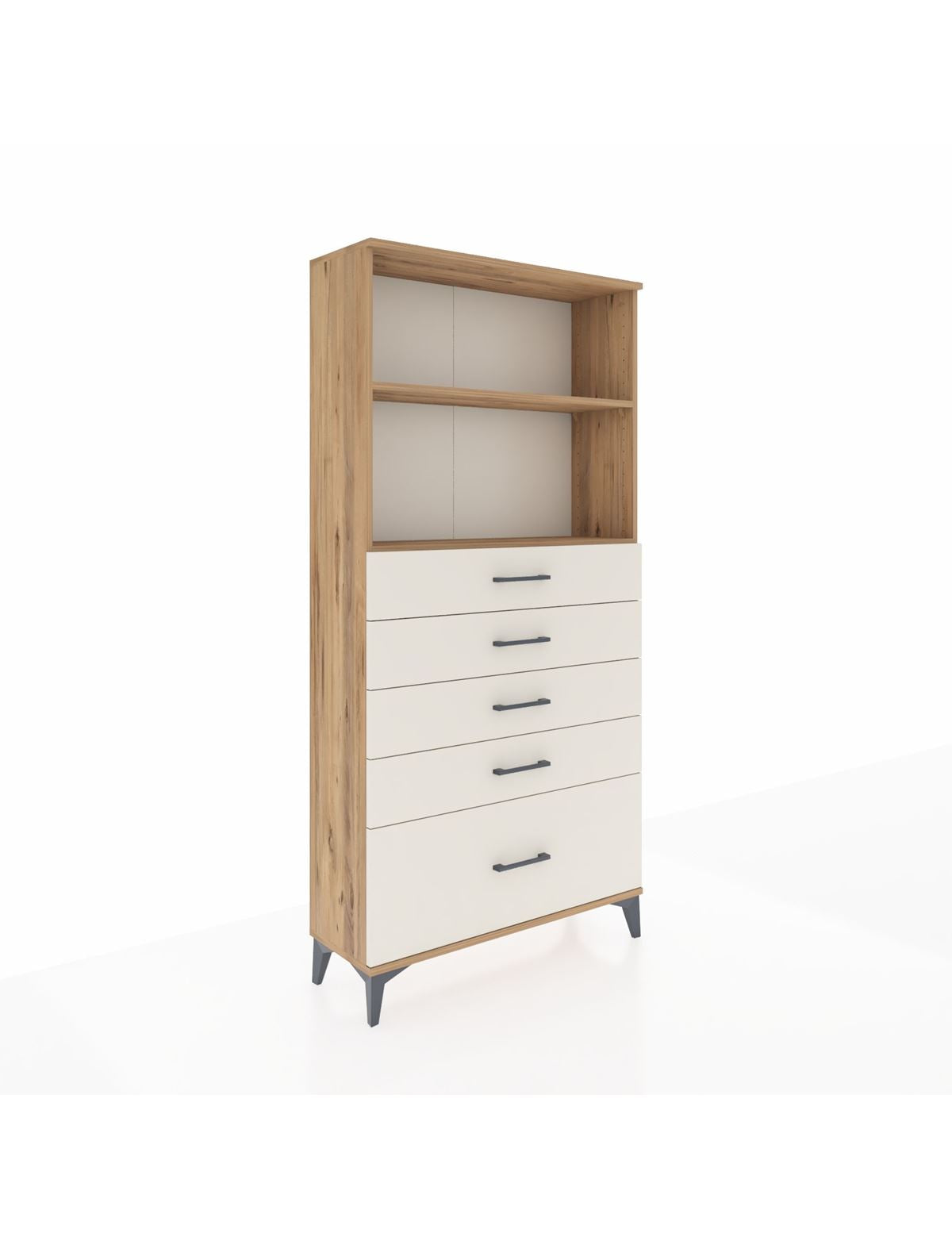 Arges Dolap 2 Raflı 5 Çekmeceli 88x30x182 Çam-Aytaşı