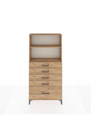 Arges Dolap 2 Raflı 5 Çekmeceli 88x30x182 Çam-Çam