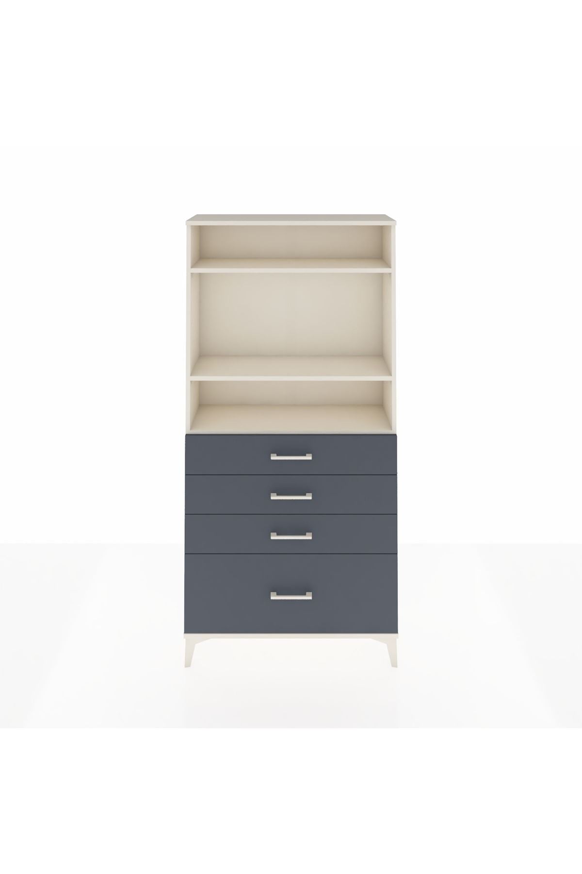 Arges Dolap 3 Raflı 4 Çekmeceli 88x30x182 Aytaşı-Antrasit