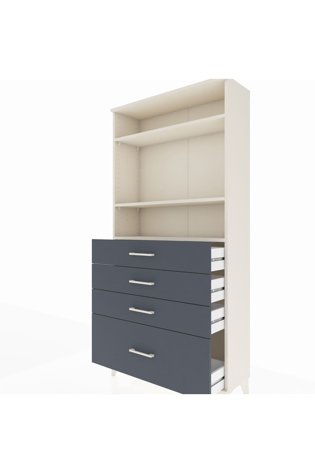 Arges Dolap 3 Raflı 4 Çekmeceli 88x30x182 Aytaşı-Antrasit