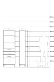 Arges Dolap 3 Raflı 4 Çekmeceli 88x30x182 Aytaşı-Antrasit