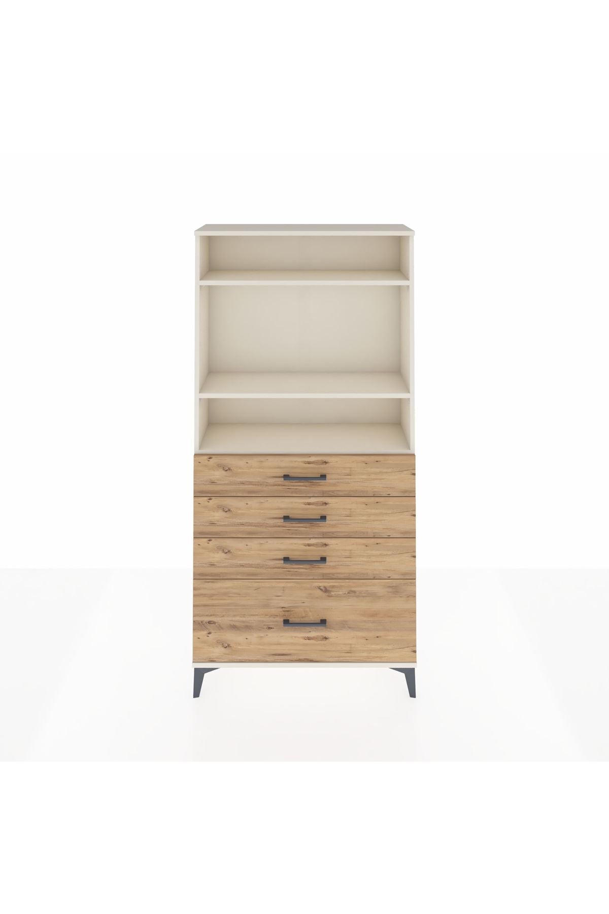 Arges Dolap 3 Raflı 4 Çekmeceli 88x30x182 Aytaşı-Çam