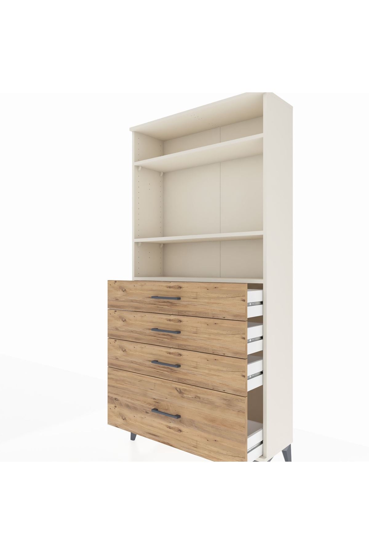 Arges Dolap 3 Raflı 4 Çekmeceli 88x30x182 Aytaşı-Çam