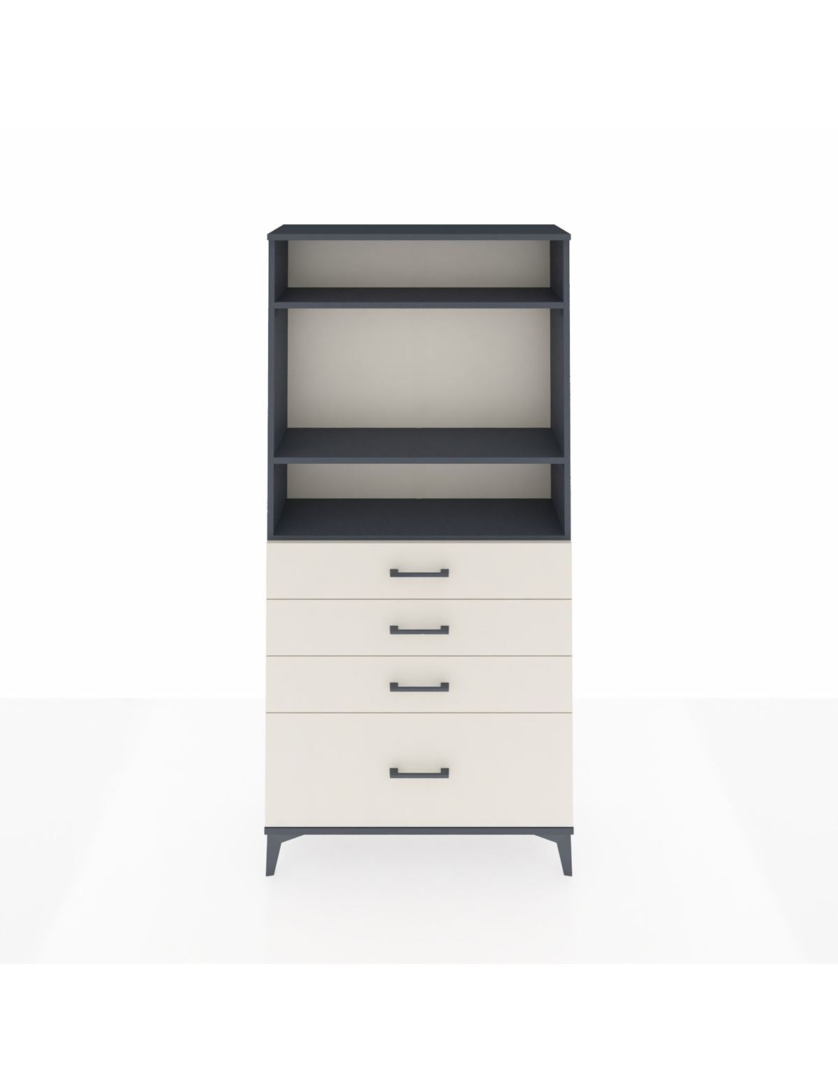 Arges Dolap 3 Raflı 4 Çekmeceli 88x30x182 Antrasit-Aytaşı