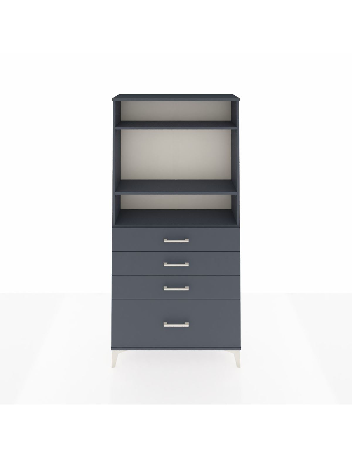 Arges Dolap 3 Raflı 4 Çekmeceli 88x30x182 Antrasit-Antrasit