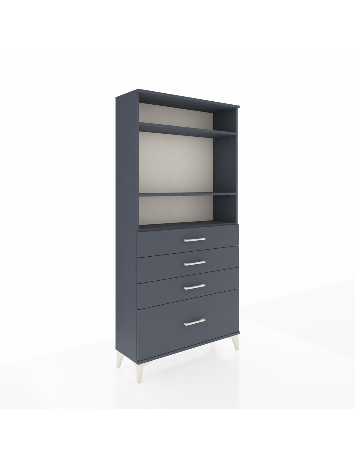 Arges Dolap 3 Raflı 4 Çekmeceli 88x30x182 Antrasit-Antrasit