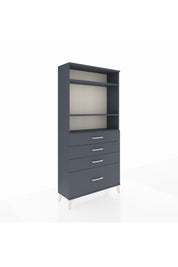 Arges Dolap 3 Raflı 4 Çekmeceli 88x30x182 Antrasit-Antrasit