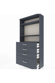 Arges Dolap 3 Raflı 4 Çekmeceli 88x30x182 Antrasit-Antrasit