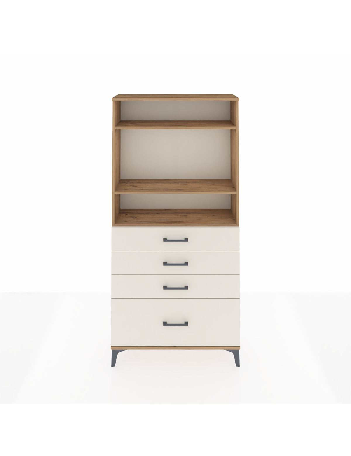 Arges Dolap 3 Raflı 4 Çekmeceli 88x30x182 Çam-Aytaşı