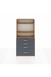 Arges Dolap 3 Raflı 4 Çekmeceli 88x30x182 Çam-Antrasit