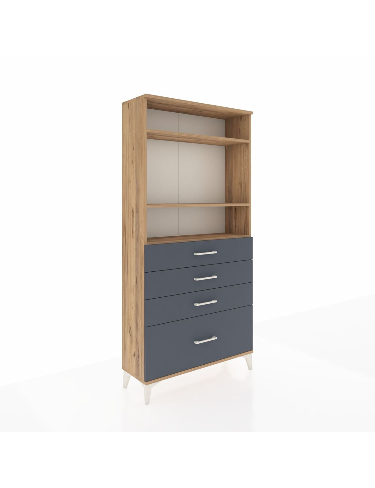 Arges Dolap 3 Raflı 4 Çekmeceli 88x30x182 Çam-Antrasit