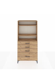 Arges Dolap 3 Raflı 4 Çekmeceli 88x30x182 Çam-Çam