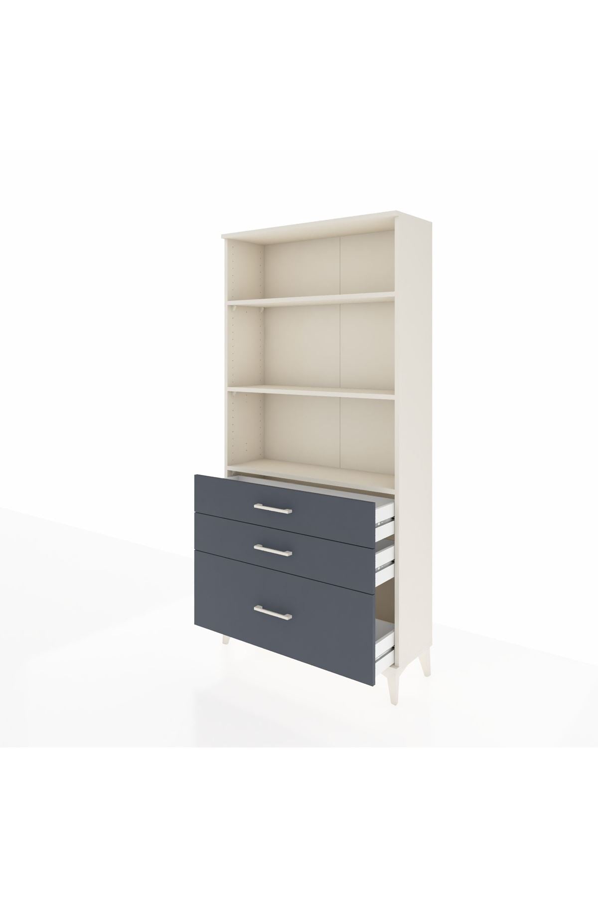 Arges Dolap 3 Raflı 3 Çekmeceli 88x30x182 Aytaşı-Antrasit