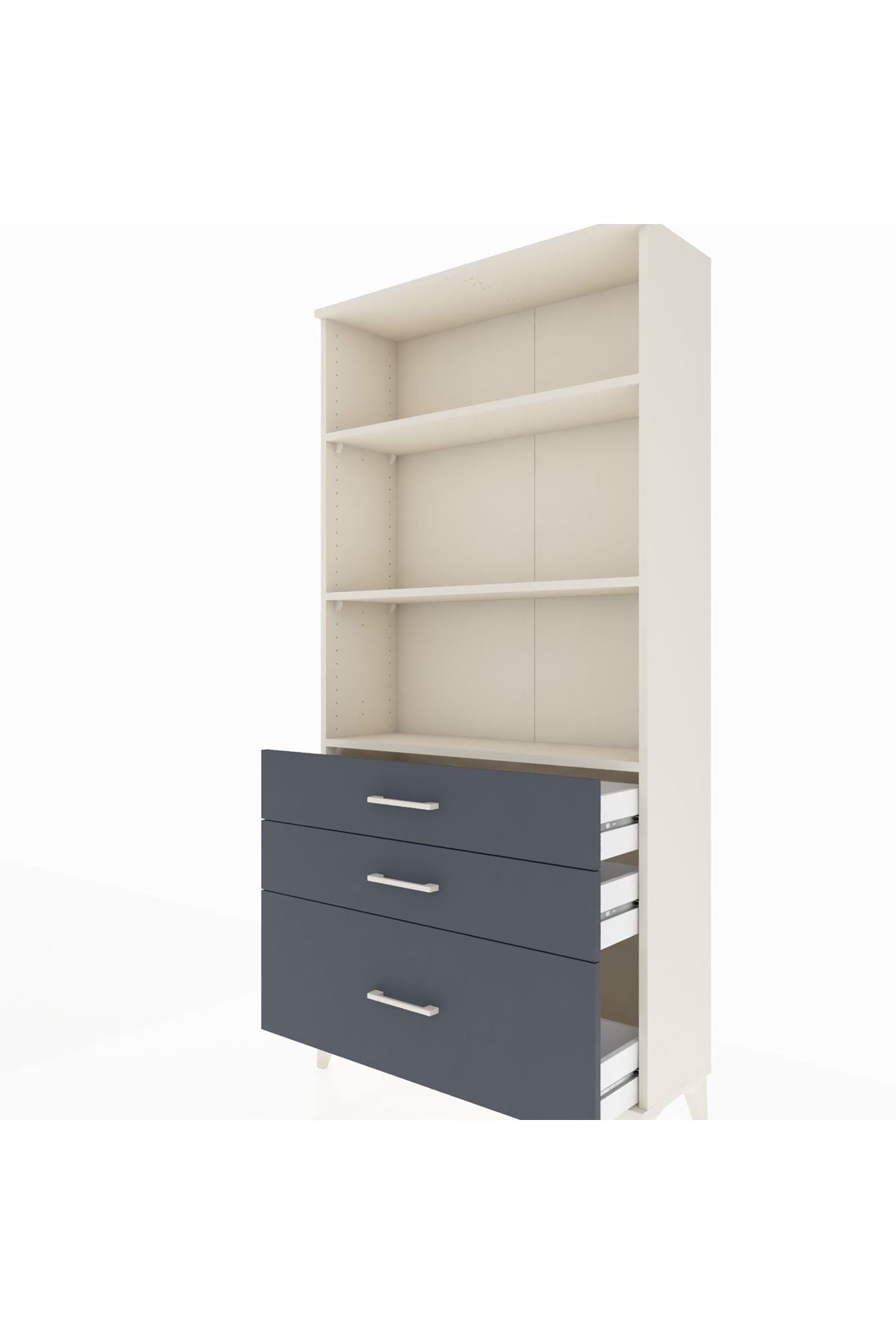 Arges Dolap 3 Raflı 3 Çekmeceli 88x30x182 Aytaşı-Antrasit