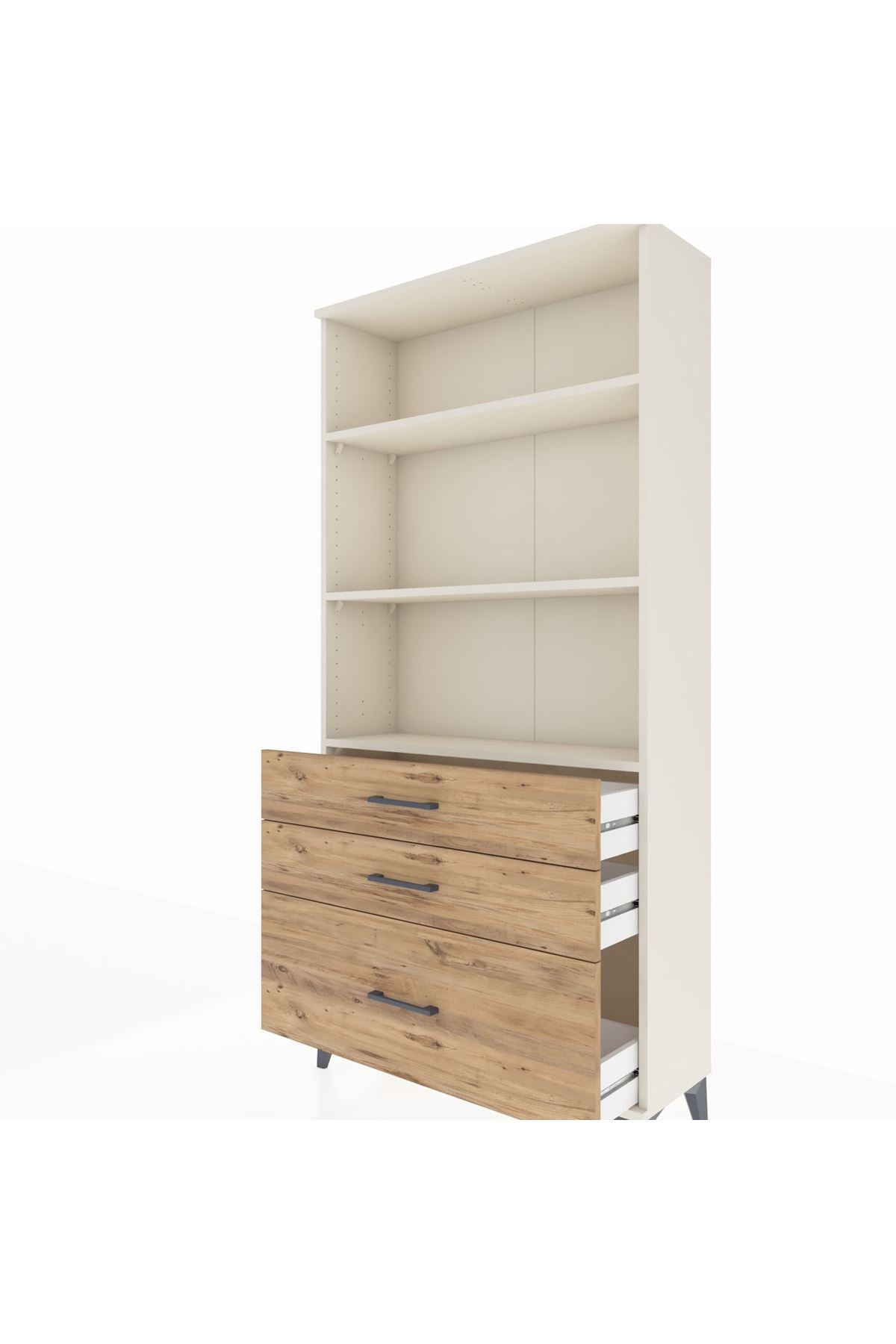 Arges Dolap 3 Raflı 3 Çekmeceli 88x30x182 Aytaşı-Çam