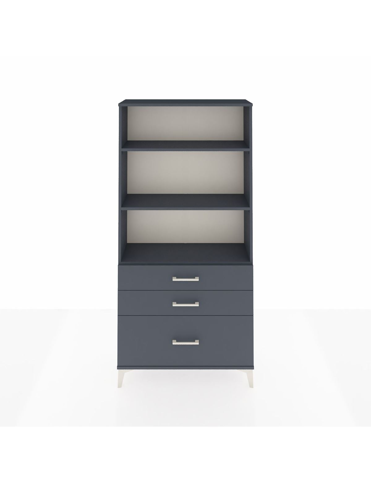 Arges Dolap 3 Raflı 3 Çekmeceli 88x30x182 Antrasit-Antrasit