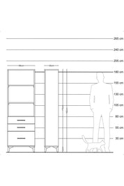 Arges Dolap 3 Raflı 3 Çekmeceli 88x30x182 Antrasit-Aytaşı