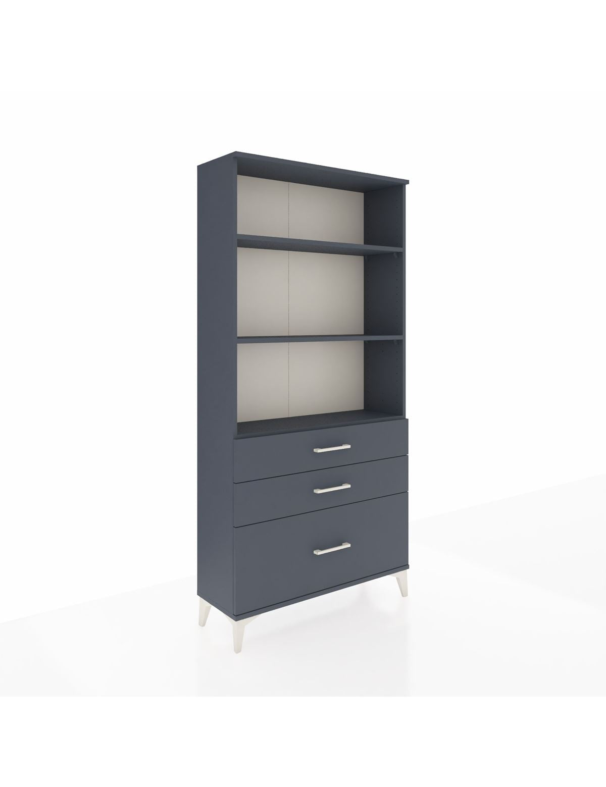 Arges Dolap 3 Raflı 3 Çekmeceli 88x30x182 Antrasit-Antrasit