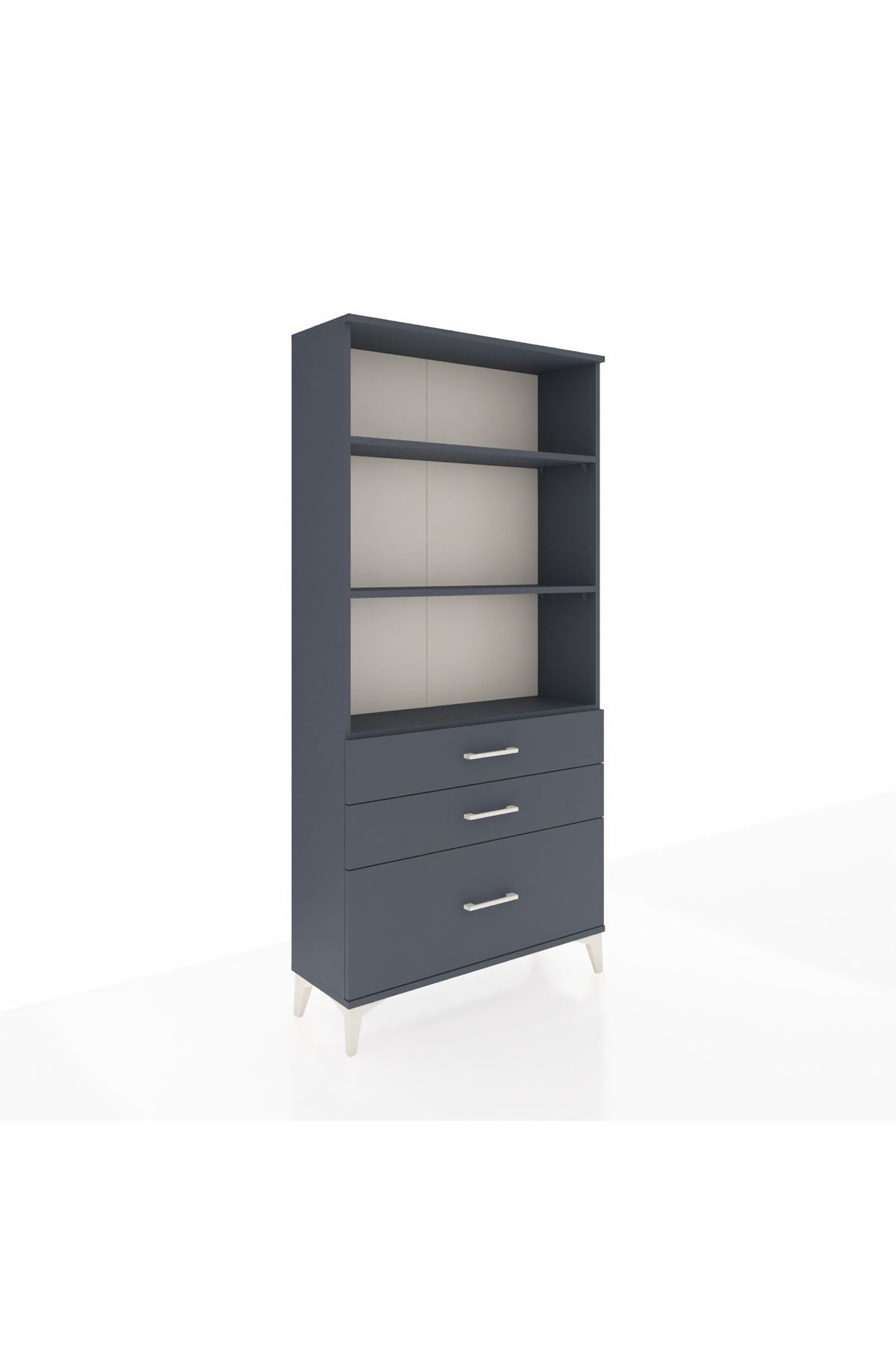 Arges Dolap 3 Raflı 3 Çekmeceli 88x30x182 Antrasit-Antrasit