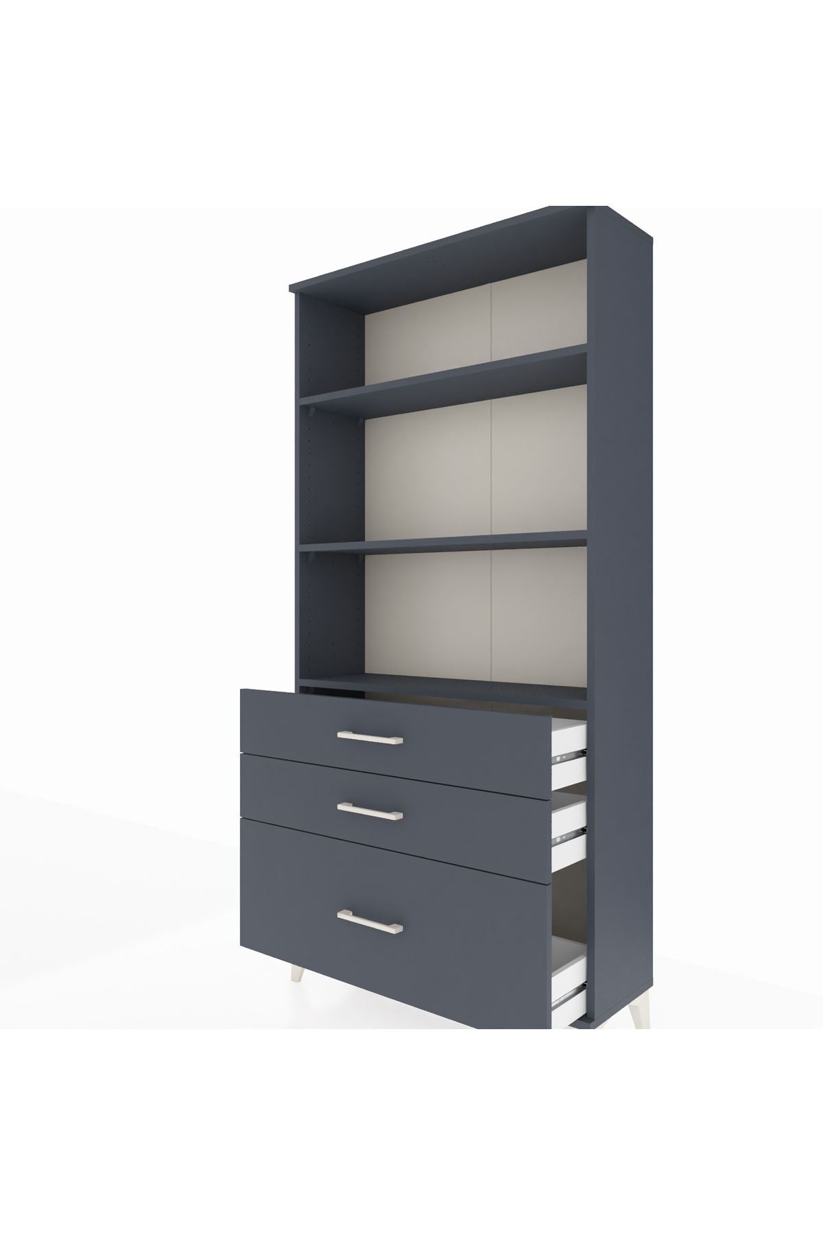 Arges Dolap 3 Raflı 3 Çekmeceli 88x30x182 Antrasit-Antrasit