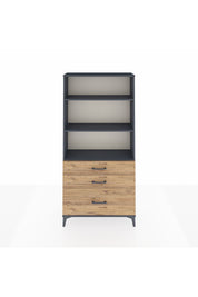 Arges Dolap 3 Raflı 3 Çekmeceli 88x30x182 Antrasit-Çam
