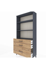 Arges Dolap 3 Raflı 3 Çekmeceli 88x30x182 Antrasit-Çam