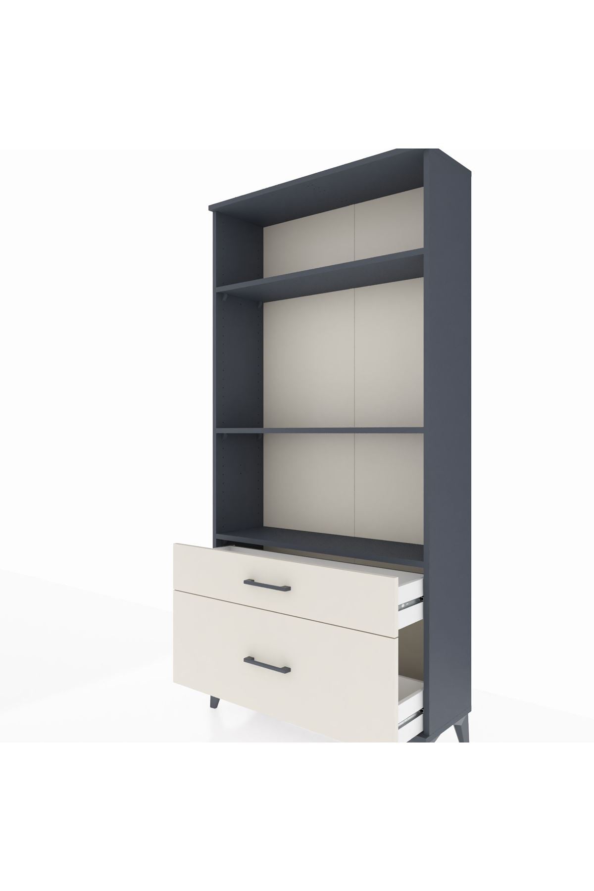 Arges Dolap 3 Raflı 2 Çekmeceli 88x30x182 Antrasit-Aytaşı