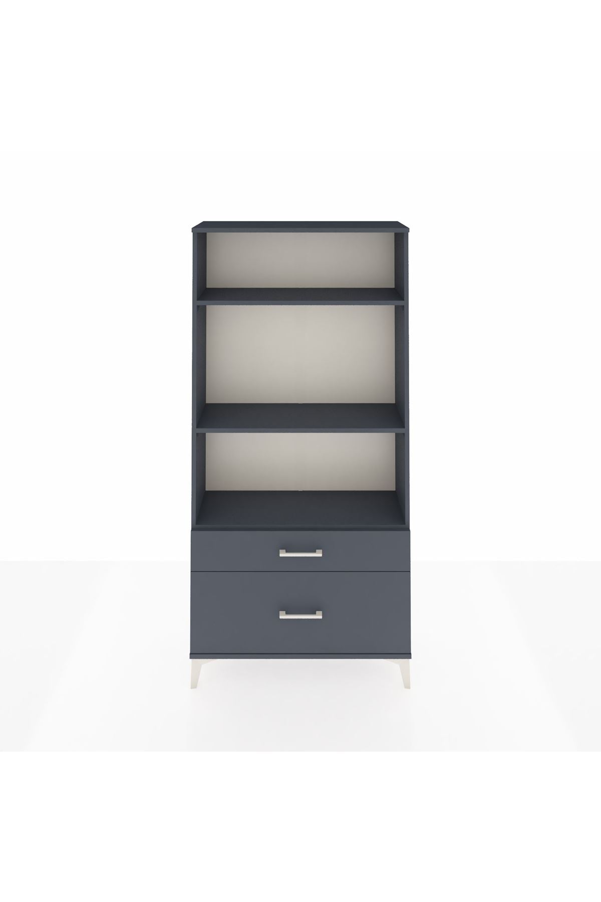 Arges Dolap 3 Raflı 2 Çekmeceli 88x30x182 Antrasit-Antrasit