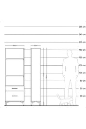 Arges Dolap 3 Raflı 2 Çekmeceli 88x30x182 Antrasit-Aytaşı
