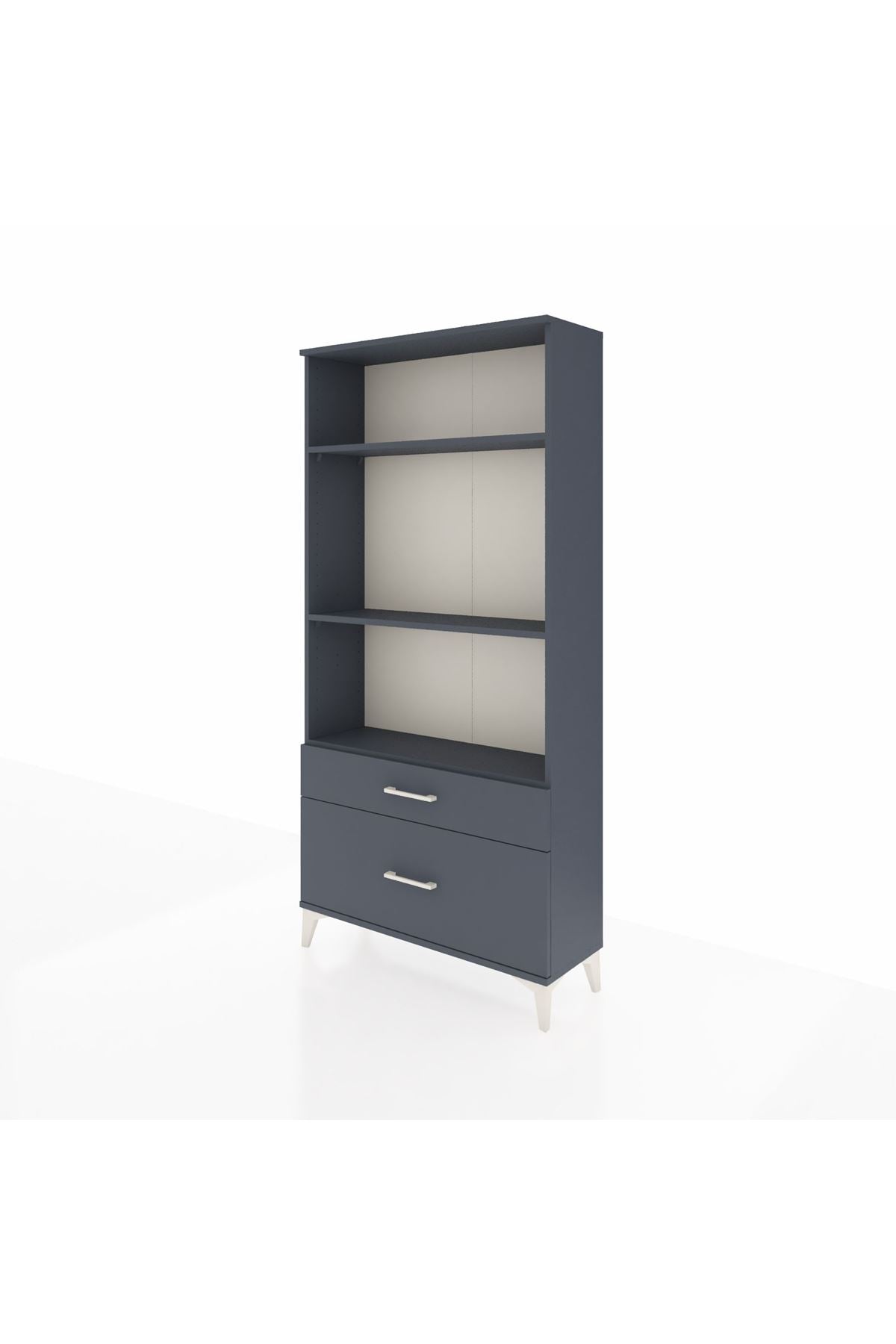 Arges Dolap 3 Raflı 2 Çekmeceli 88x30x182 Antrasit-Antrasit