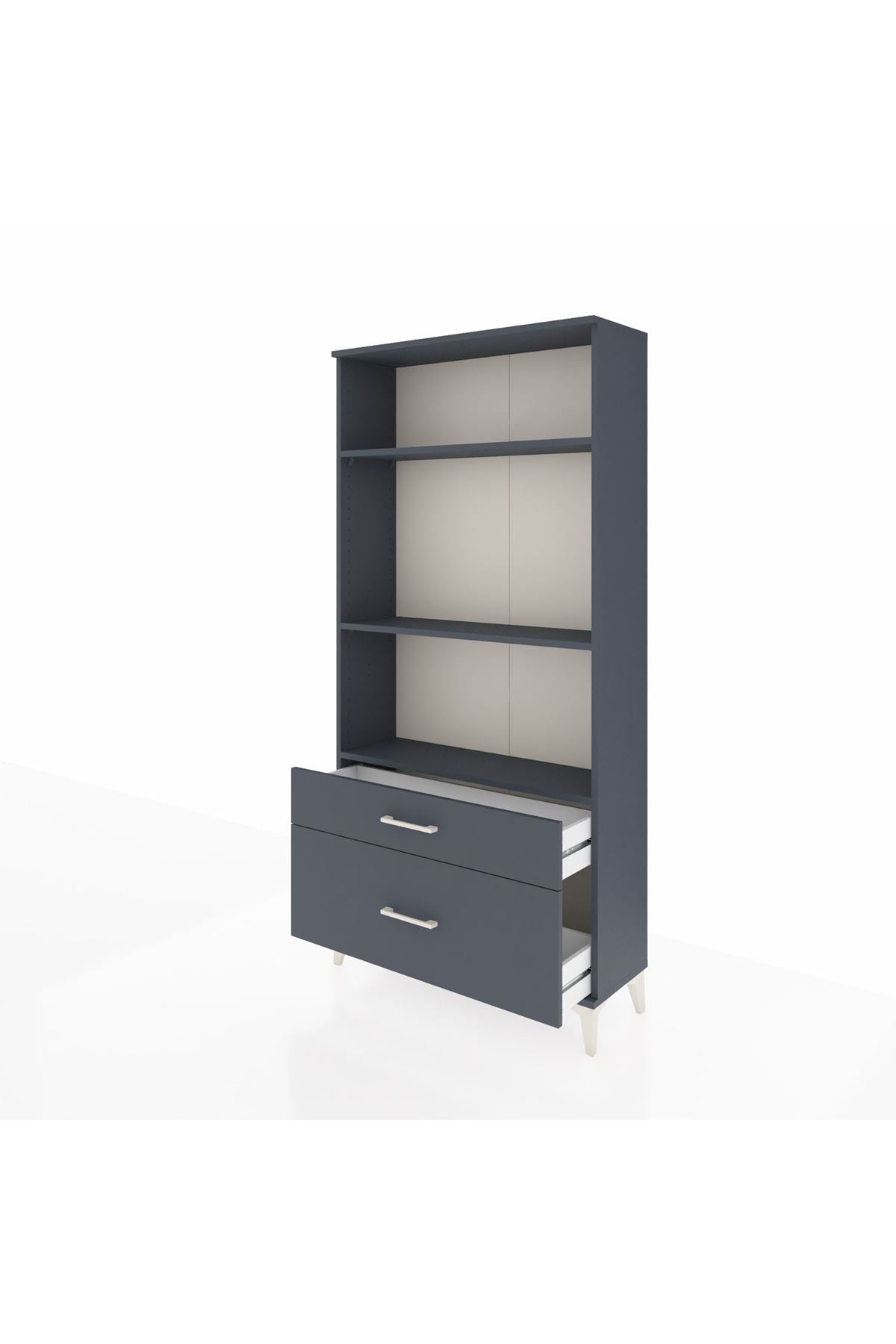 Arges Dolap 3 Raflı 2 Çekmeceli 88x30x182 Antrasit-Antrasit