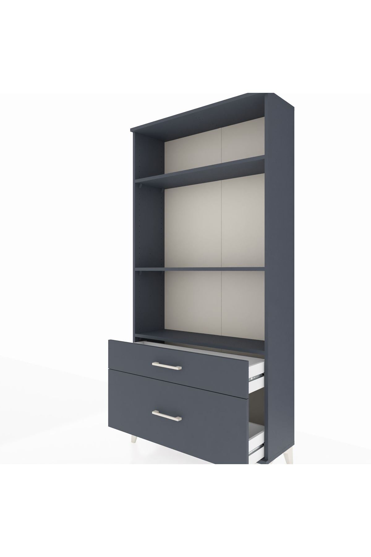 Arges Dolap 3 Raflı 2 Çekmeceli 88x30x182 Antrasit-Antrasit