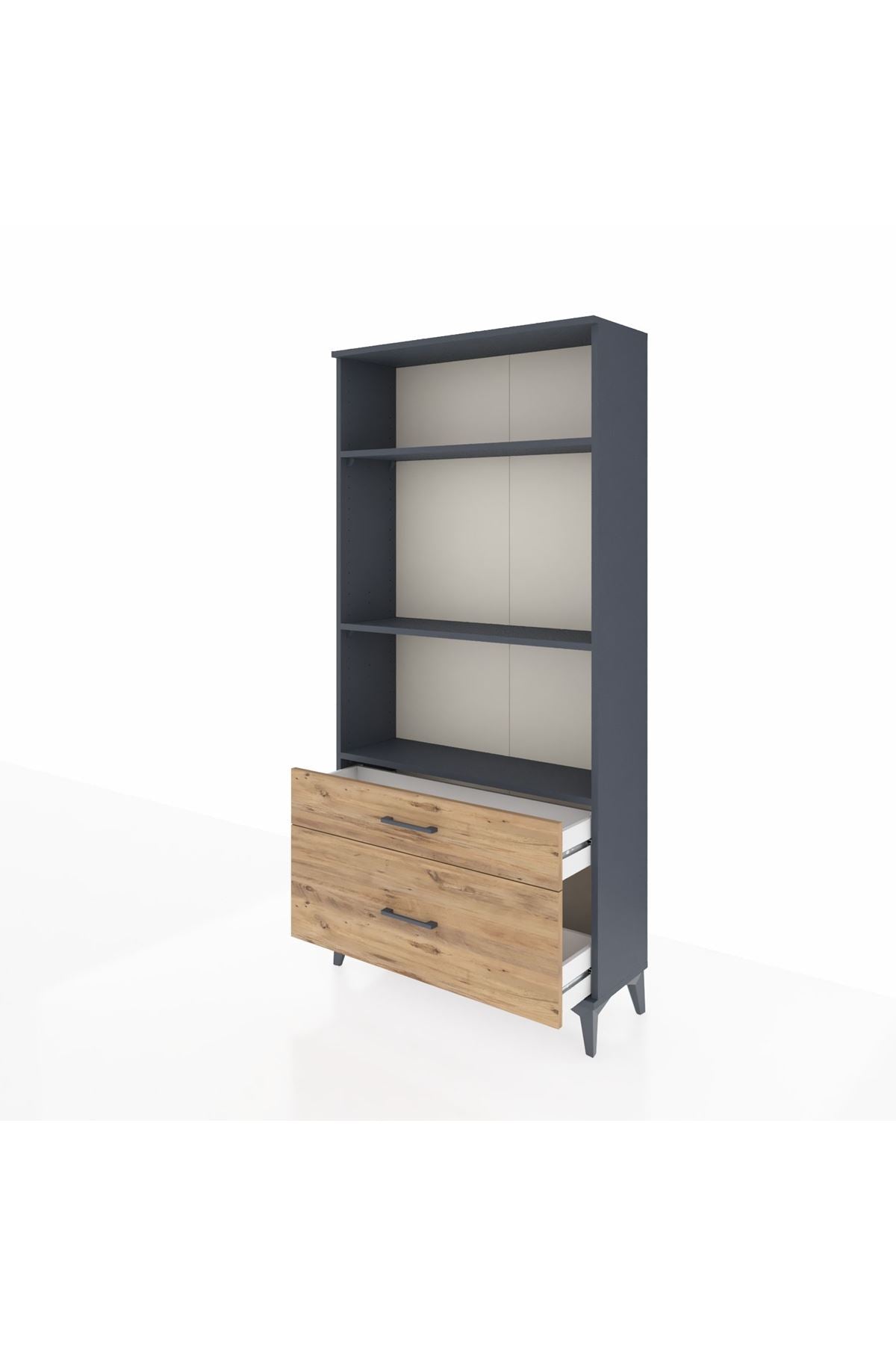 Arges Dolap 3 Raflı 2 Çekmeceli 88x30x182 Antrasit-Çam