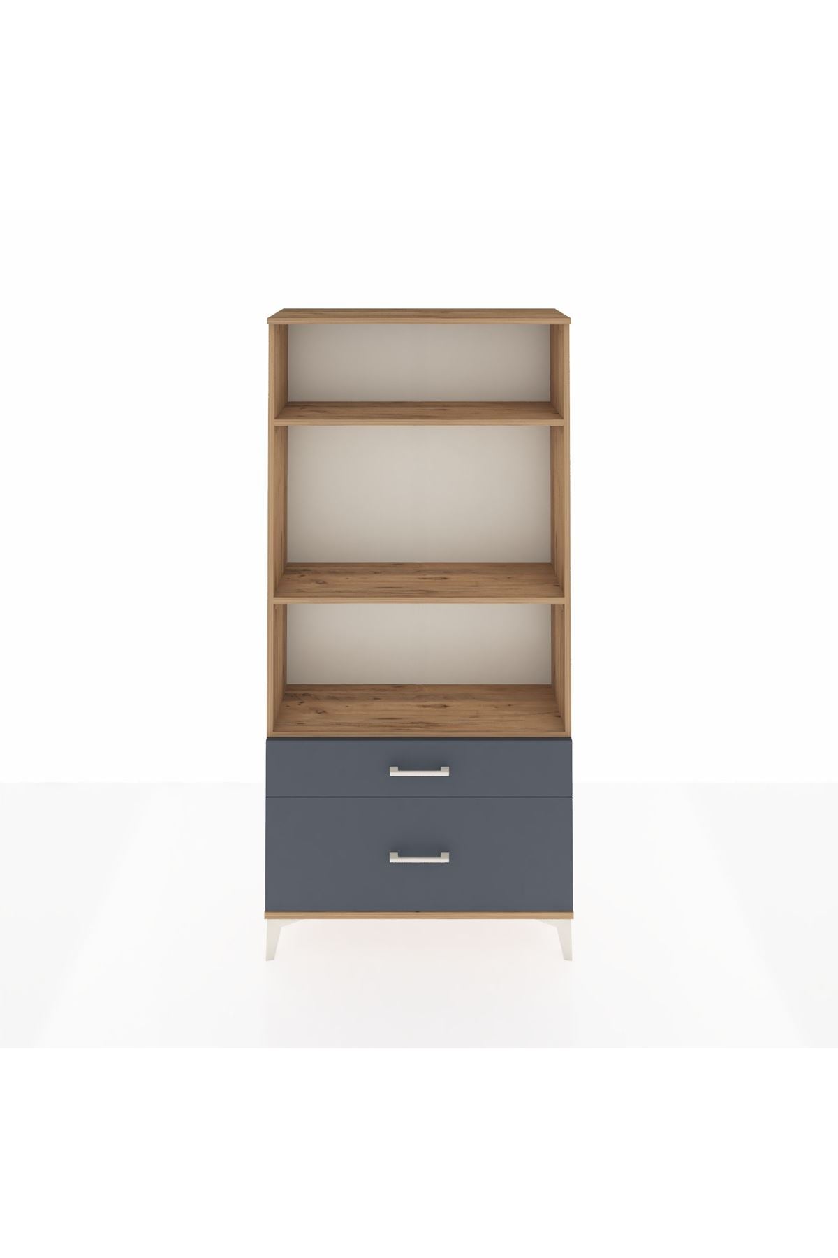 Arges Dolap 3 Raflı 2 Çekmeceli 88x30x182 Çam-Antrasit