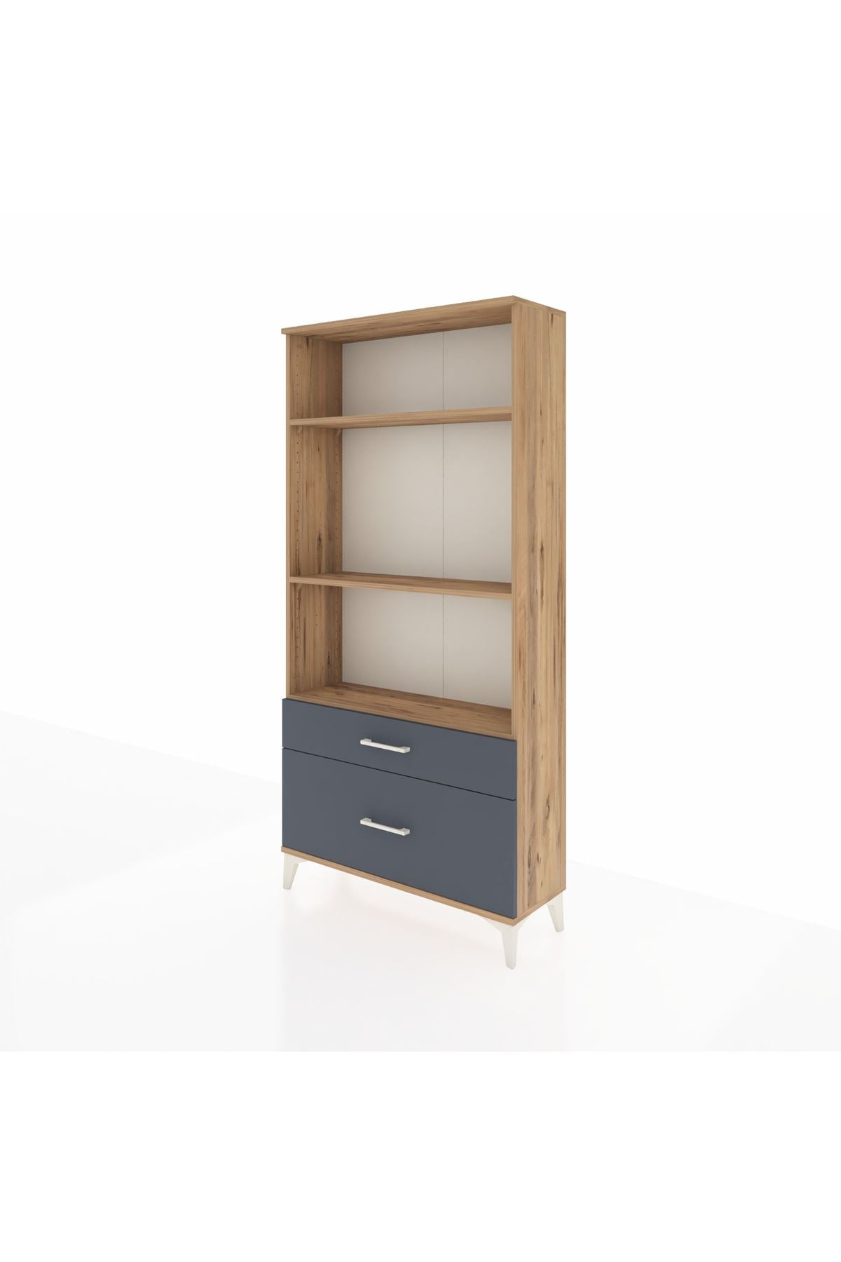 Arges Dolap 3 Raflı 2 Çekmeceli 88x30x182 Çam-Antrasit