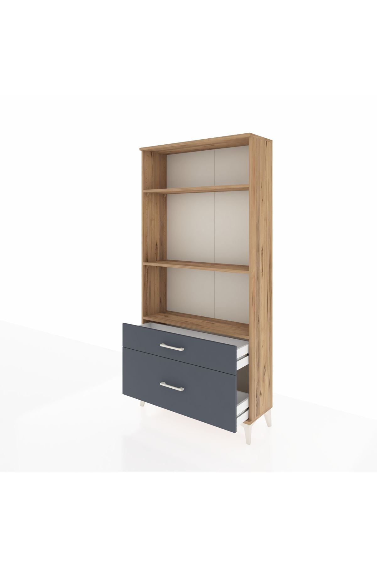 Arges Dolap 3 Raflı 2 Çekmeceli 88x30x182 Çam-Antrasit