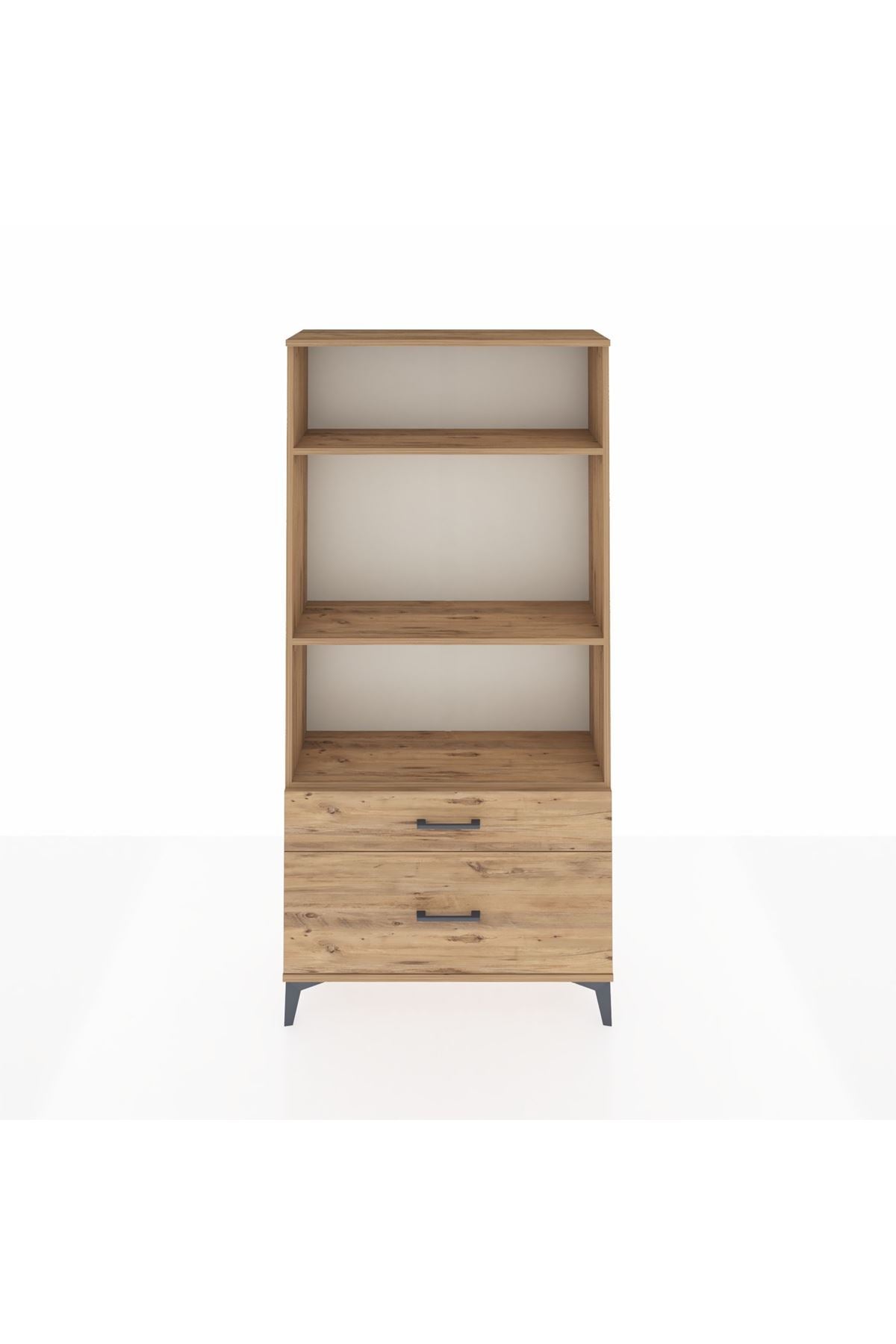 Arges Dolap 3 Raflı 2 Çekmeceli 88x30x182 Çam-Çam