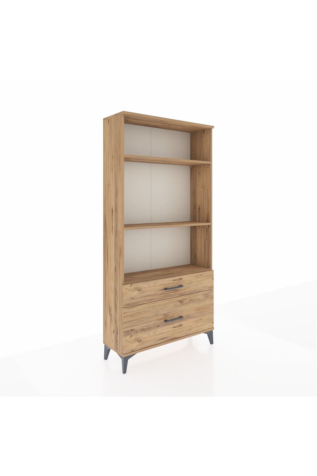 Arges Dolap 3 Raflı 2 Çekmeceli 88x30x182 Çam-Çam