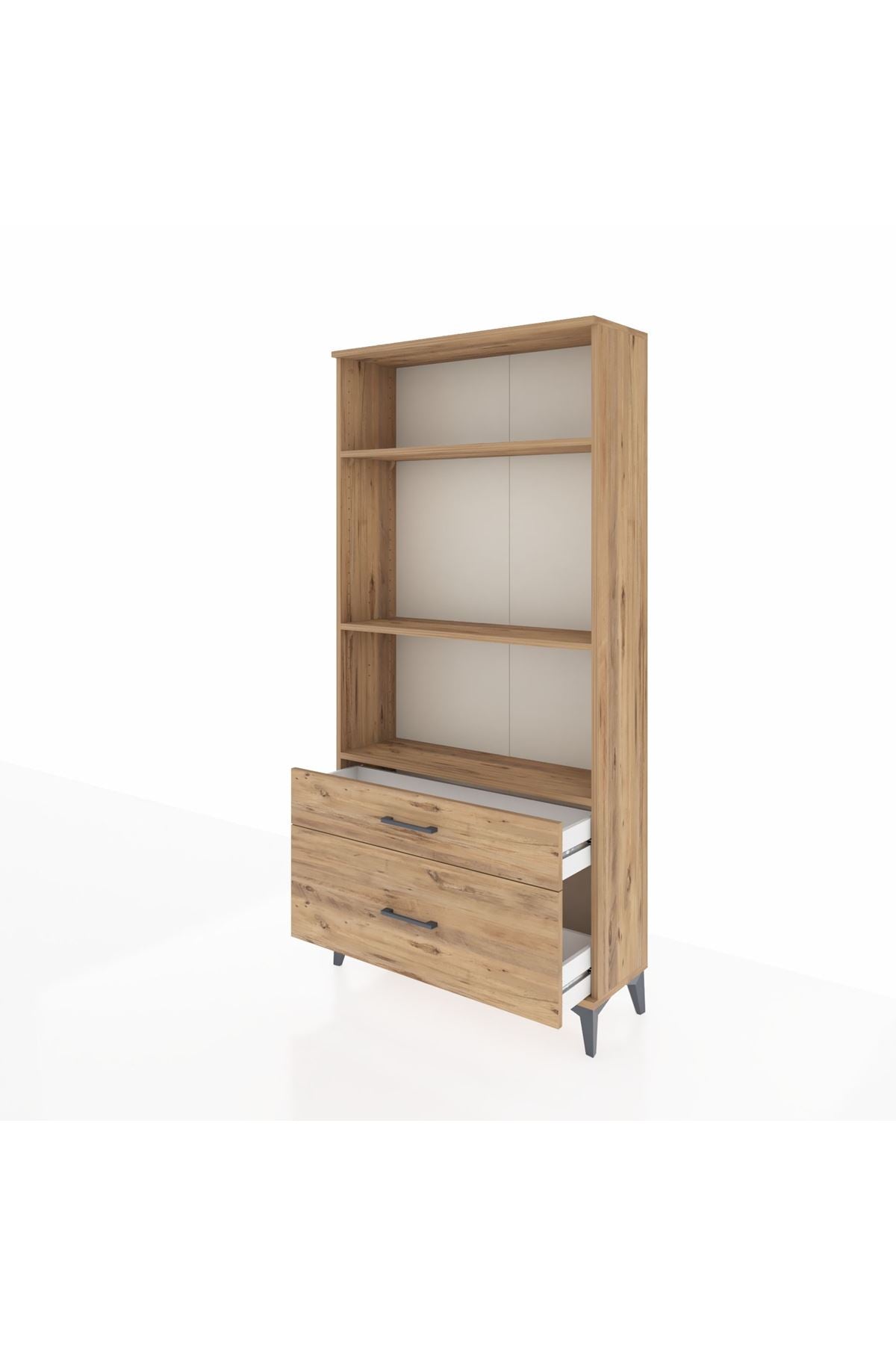 Arges Dolap 3 Raflı 2 Çekmeceli 88x30x182 Çam-Çam