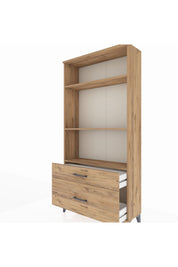 Arges Dolap 3 Raflı 2 Çekmeceli 88x30x182 Çam-Çam