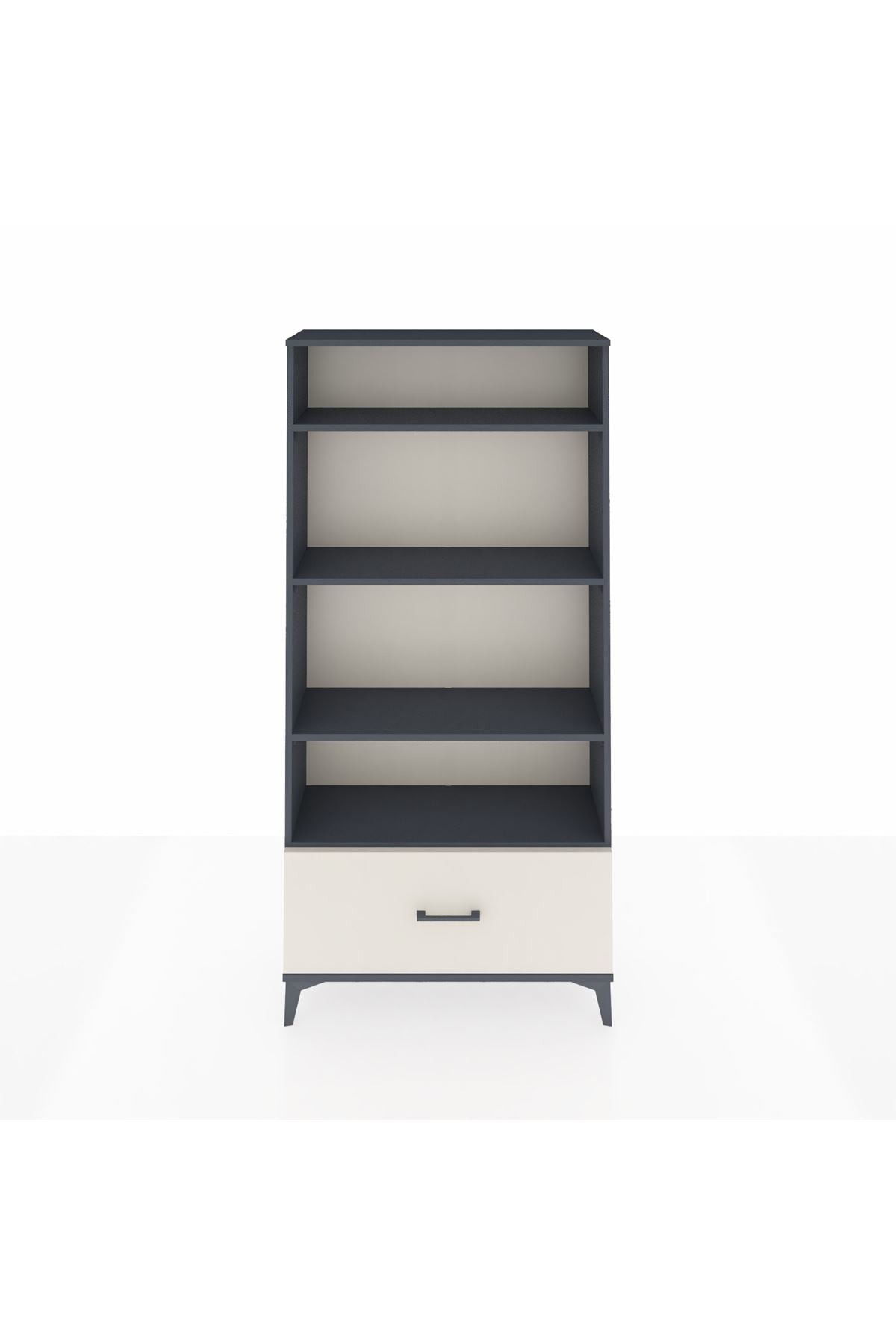 Arges Dolap 4 Raflı Tek Çekmeceli 88x30x182 Antrasit-Aytaşı