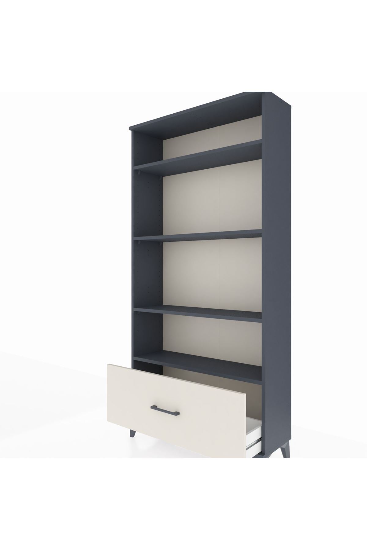 Arges Dolap 4 Raflı Tek Çekmeceli 88x30x182 Antrasit-Aytaşı