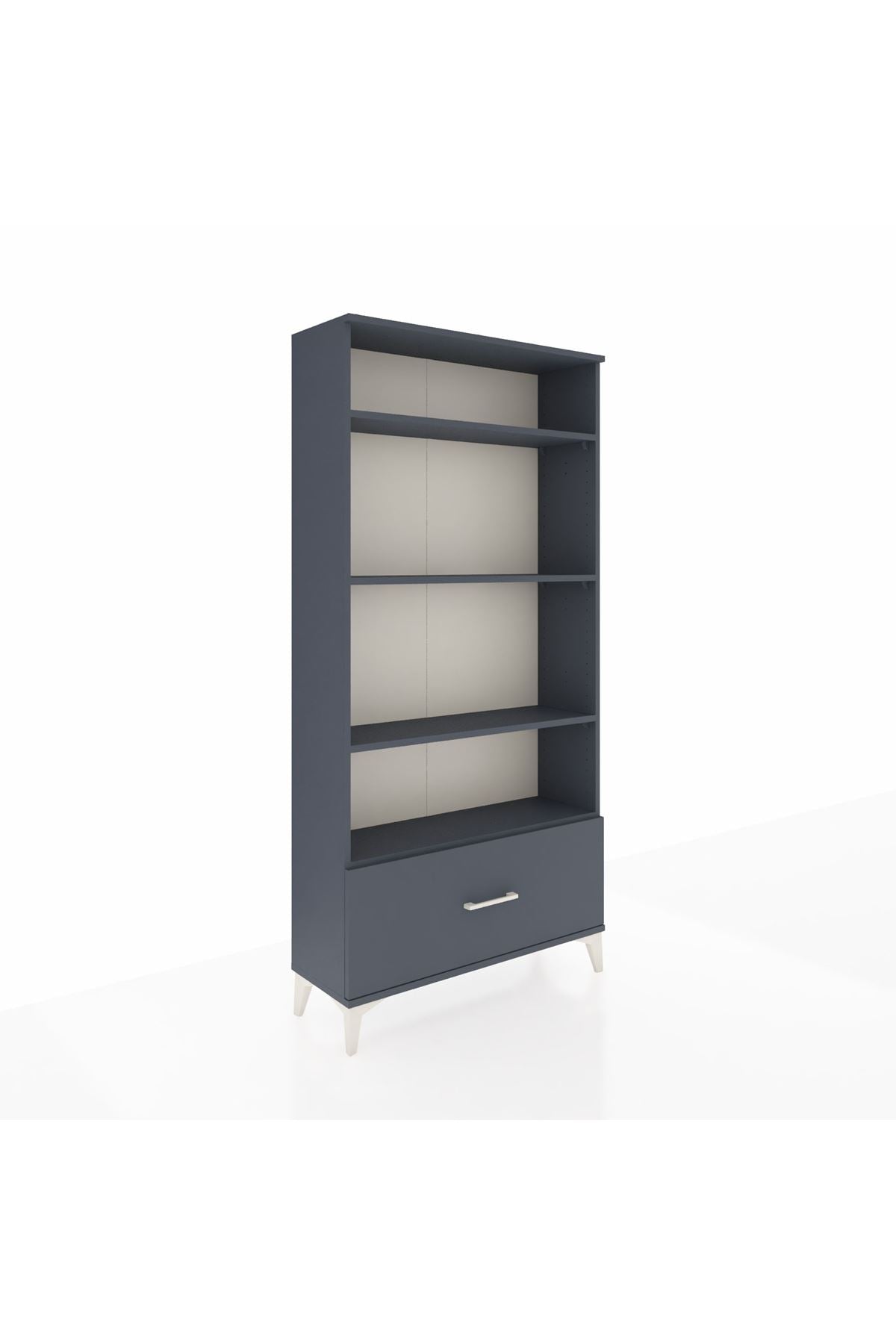 Arges Dolap 4 Raflı Tek Çekmeceli 88x30x182 Antrasit-Antrasit